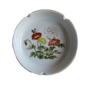 Vintage Ash Tray Jewelry Holder Trinket Dish Flowers Retro MCM Ceramic Multi 70s